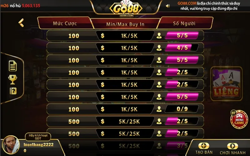 Liêng Go88 là game bài có cách chơi mới lạ 