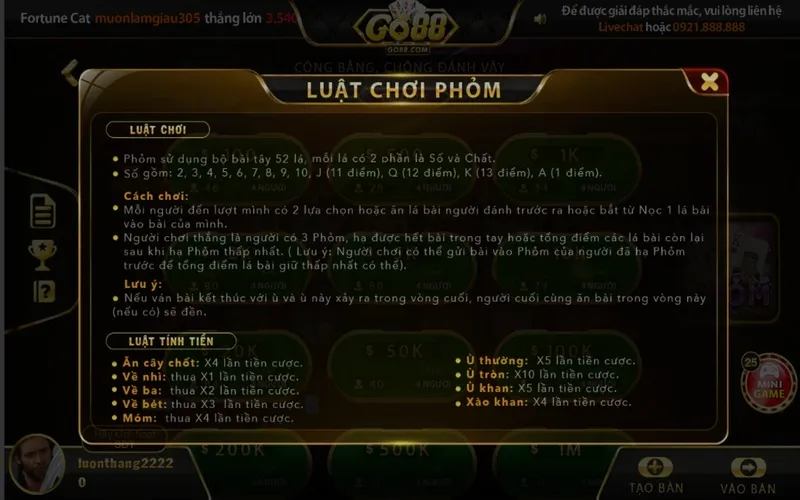 Phỏm Go88 là thể loại game cá cược bạn không nên bỏ qua