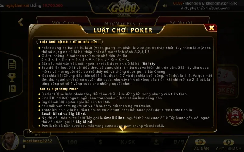 Poker Go88 là một loại hình cá cược nổi tiếng nhất hiện nay