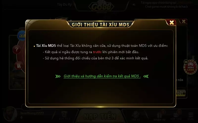 Tài xỉu MD5 tại Go88 luôn là một trò chơi rất được yêu thích