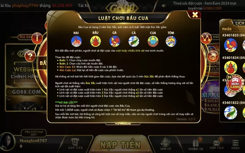 Game bầu cua Go88 chắc chắn là trò chơi mà khách hàng không nên bỏ qua