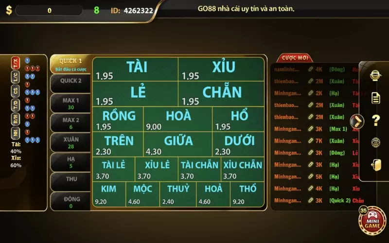 Game Keno tại Go88 là trò chơi có cách đặt cược dễ dàng