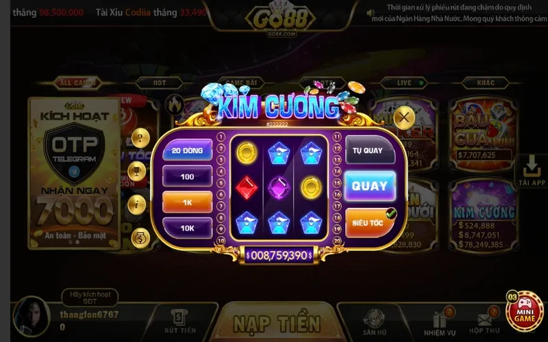 Game kim cương tại Go88 luôn nổi tiếng vì có nhiều ưu điểm