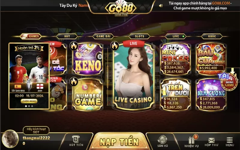 Live casino Go88 là một sân chơi cá cược hấp dẫn