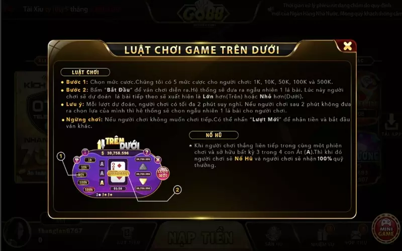 Trên dưới Go88 là một thể loại game có cách chơi khá hấp dẫn