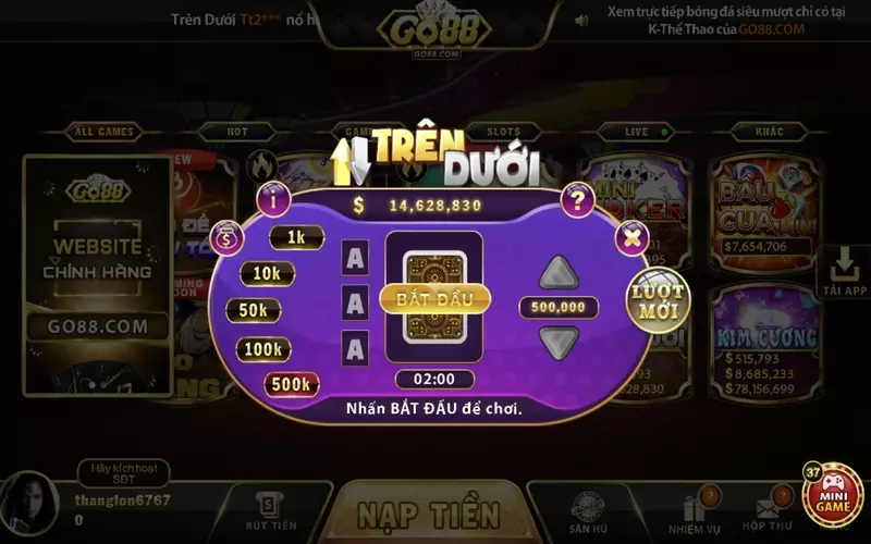 Trên dưới Go88 là một thể loại game có cách chơi khá mới lạ