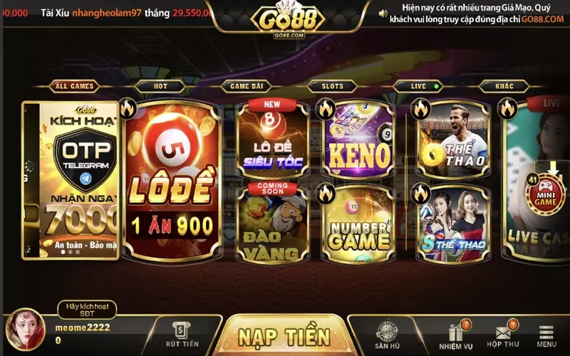 Go88 là một nhà game có rất nhiều hình thức nạp tiền đơn giản