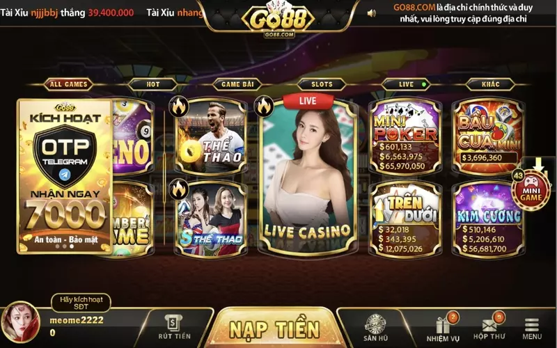 Nhà game Go88 nổi tiếng với các hình thức nạp tiền được nhiều người đánh giá cao