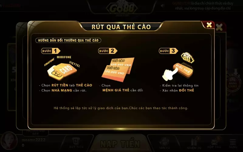 Rút tiền thông qua thẻ cào ở tại Go88 luôn nổi tiếng vì được nhiều người để ý