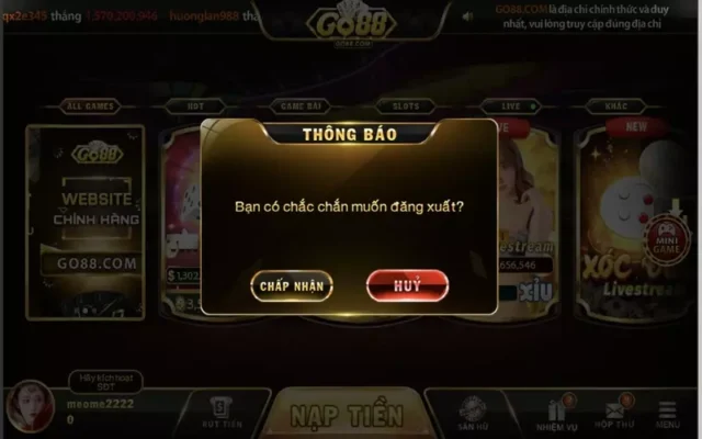 Go88 cho phép hội viên đăng xuất tài khoản khi cần thiết