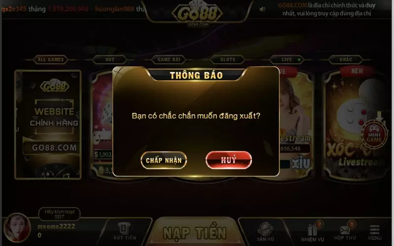 Go88 cho phép hội viên đăng xuất tài khoản khi cần thiết