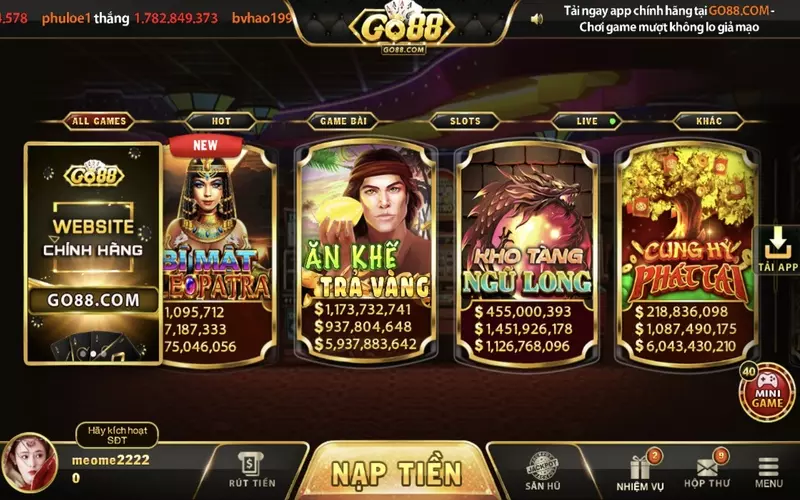 Nhiệm vụ ở tại nhà game Go88 luôn nổi tiếng là rất nhiều